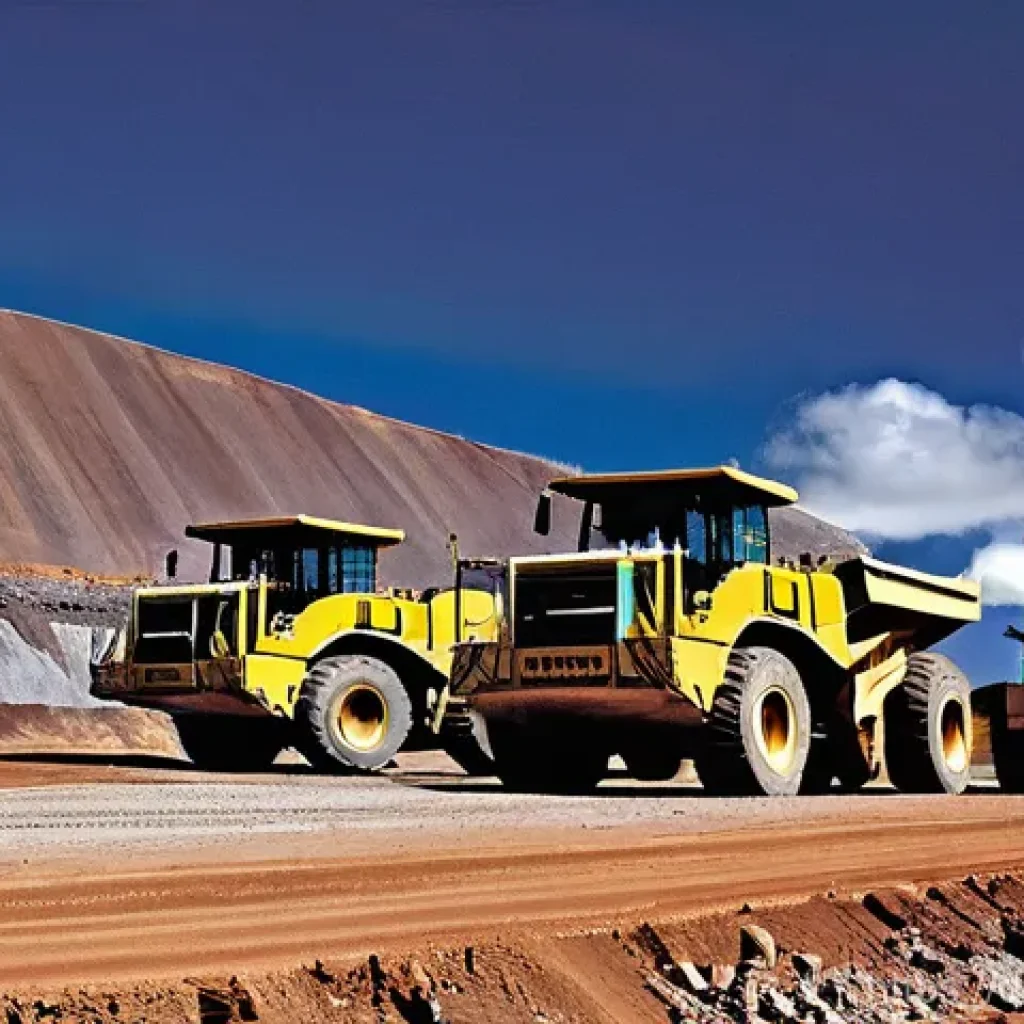 누벨칼레도니 경제와 산업 - **Prompt:** A vast, active open-pit nickel mine in New Caledonia under a clear blue sky, with heavy ...