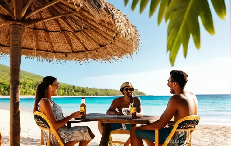 누벨칼레도니 전통 음료 - **Prompt for Tropical Fruit Drinks:**
    "A vibrant and refreshing scene at a bustling New Caledoni...