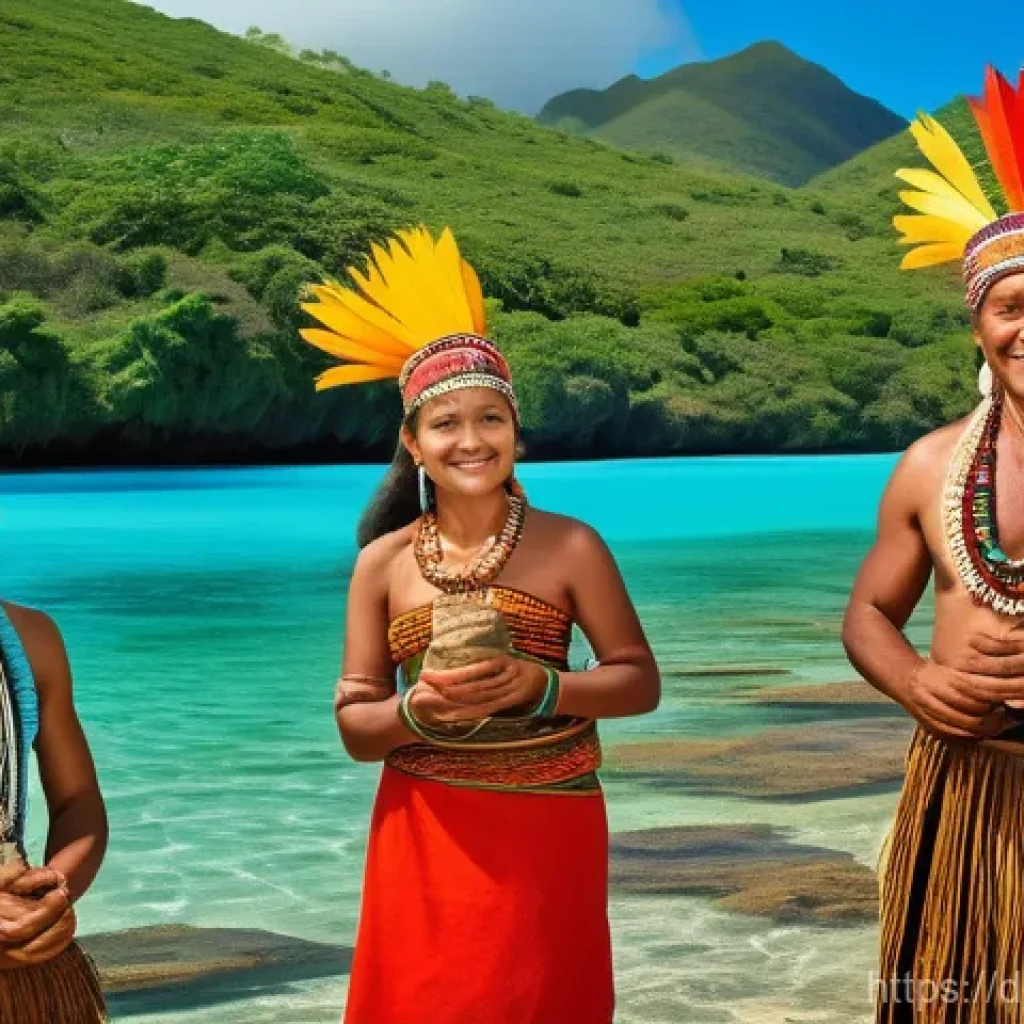 누벨칼레도니 언어 보존 노력 - **Prompt:** A vibrant and colorful depiction of the rich linguistic heritage of New Caledonia. The i...
