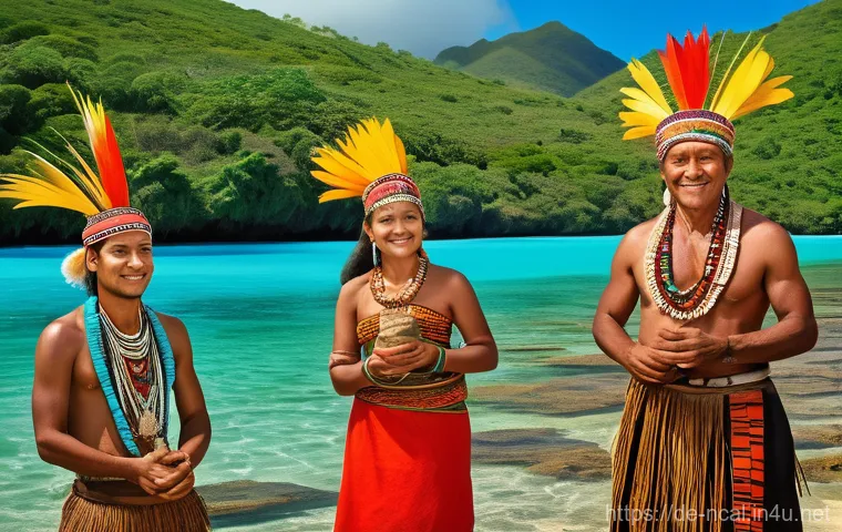 누벨칼레도니 언어 보존 노력 - **Prompt:** A vibrant and colorful depiction of the rich linguistic heritage of New Caledonia. The i...